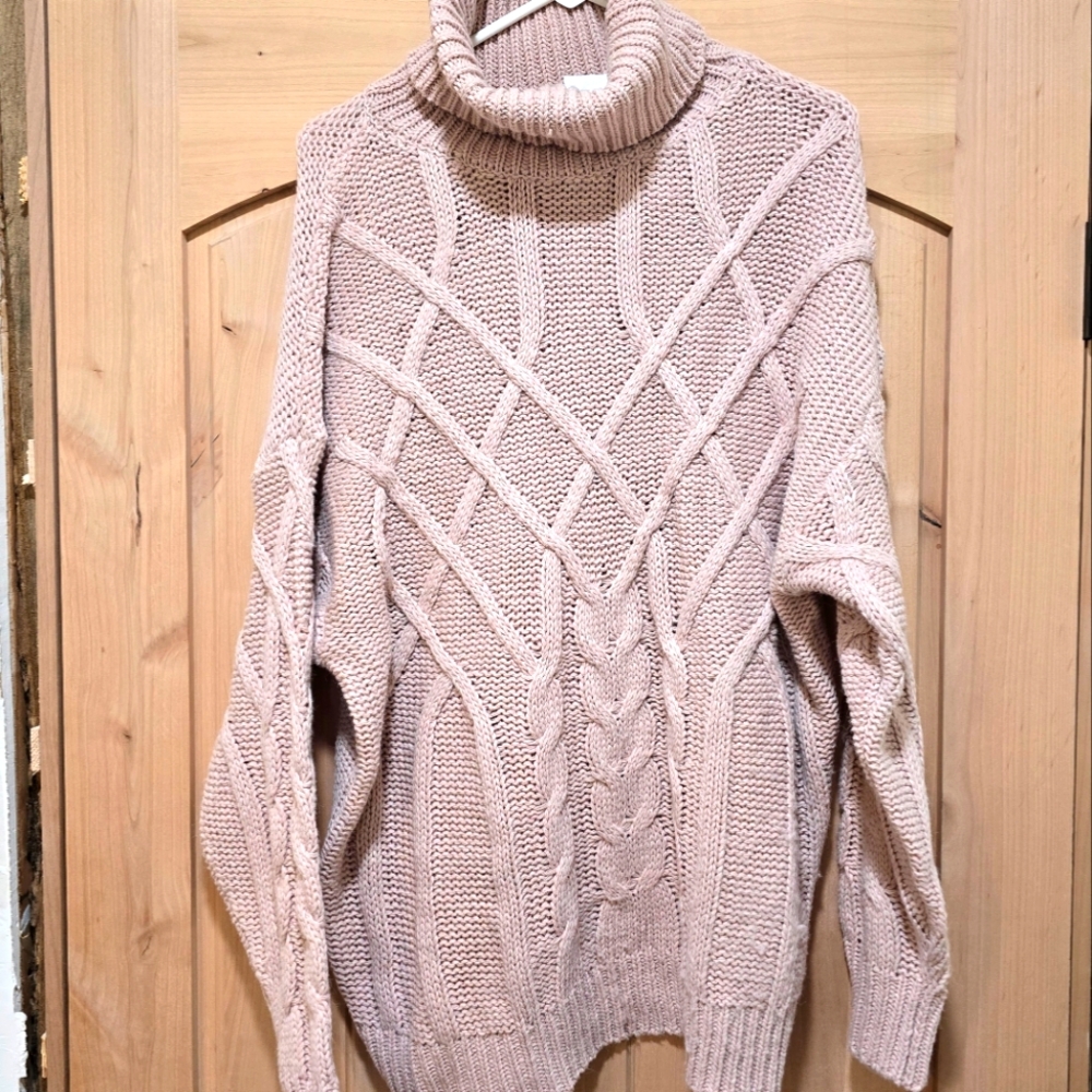 FAVLUX Cozy Cowl Neck Sweater in Soft Pink